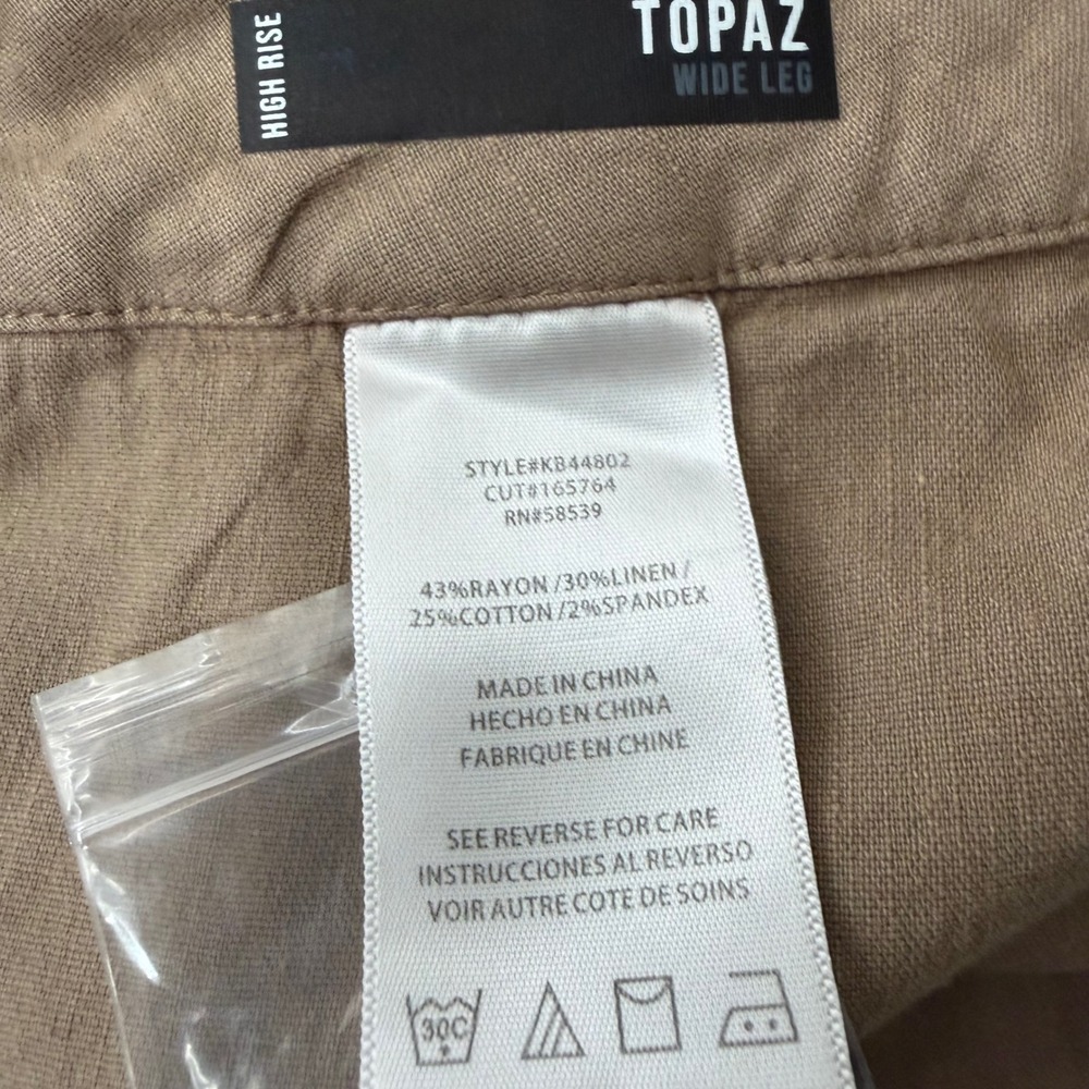 KUT from the Kloth Topaz Khaki High Rise Wide Leg Linen Cropped Pants 6 NWT - Picture 10 of 10